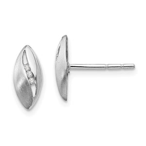 Sterling Silver Satin and Polished Diamond Earrings