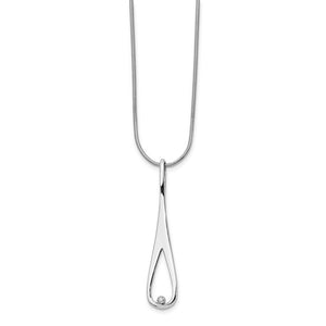 Sterling Silver & Diamond Drop Necklace