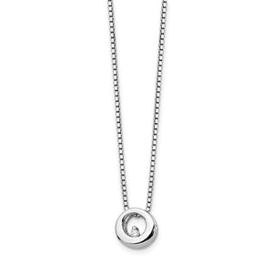 Sterling Silver & Diamond Circle Pendant Necklace