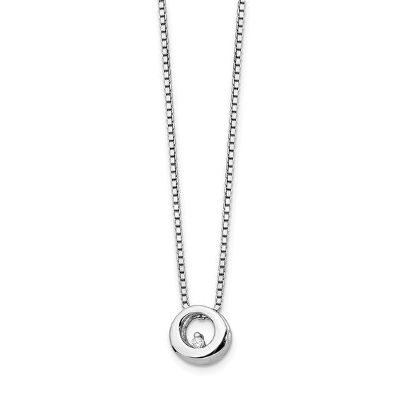 Sterling Silver & Diamond Circle Pendant Necklace