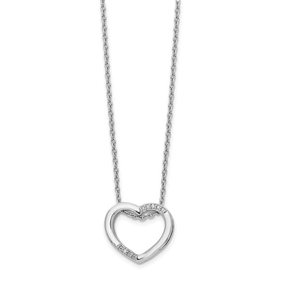 Sterling Silver & Diamond Heart Necklace