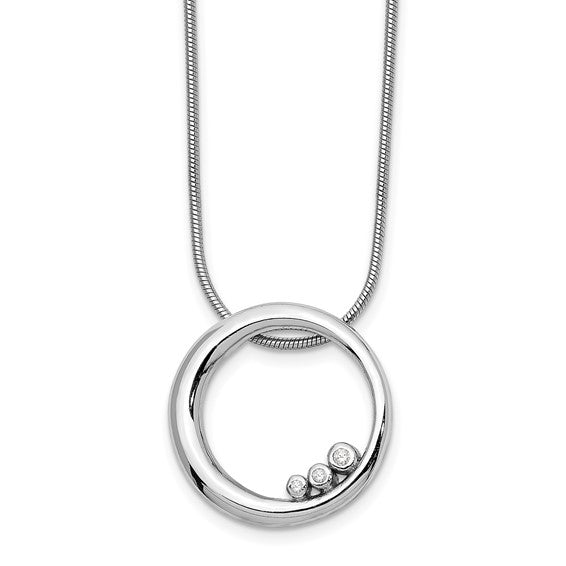 Sterling Silver & Diamond Single Ring Pendant Necklace
