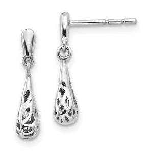 Sterling Silver & Diamond Teardrop Dangle Post Earrings