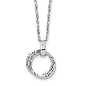 Sterling Silver 3 Ring Diamond Necklace