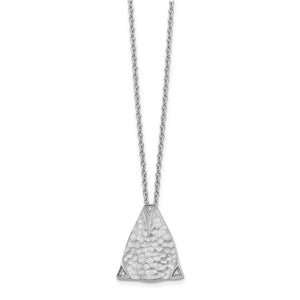 Sterling Silver & Diamond Textured Triangle Necklace