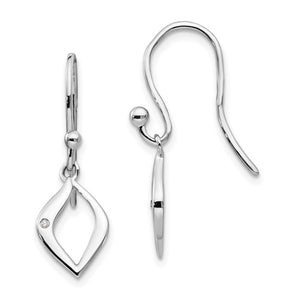 Sterling Silver and Diamond Shepherd Hook Earrings