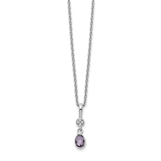 Sterling Silver Amethyst & Diamond Necklace