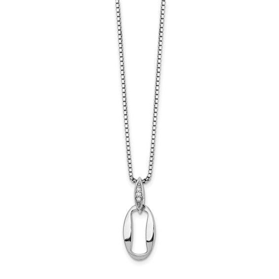 Sterling Silver and Diamonds Pendant and Chain Necklace