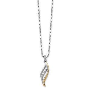 Sterling Silver with Gold-Tone and Diamond Pendant and Chain Necklace