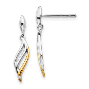 Sterling Silver and Diamond Gold-Plated Dangle Post Earrings