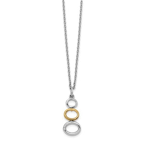 Sterling Silver & Diamond Gold Tone 3 Ring Necklace