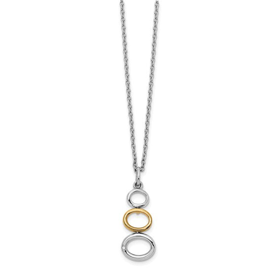 Sterling Silver & Diamond Gold Tone 3 Ring Necklace