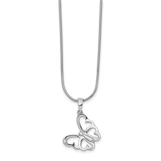 Sterling Silver & Diamond Butterfly Necklace