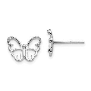 Sterling Silver & Diamond Butterfly Post Earrings