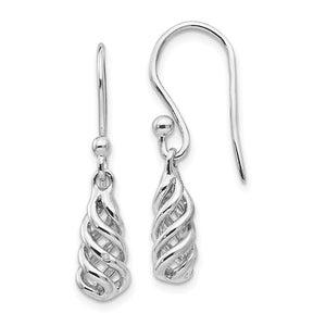 Sterling Silver and Diamond Spiral Dangle Earrings