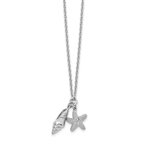 Sterling Silver & Diamond Shell Necklace