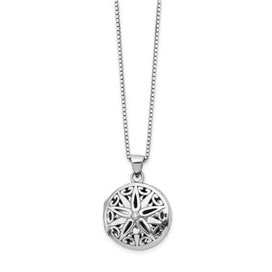 Sterling Silver & Diamond Circle Locket Necklace