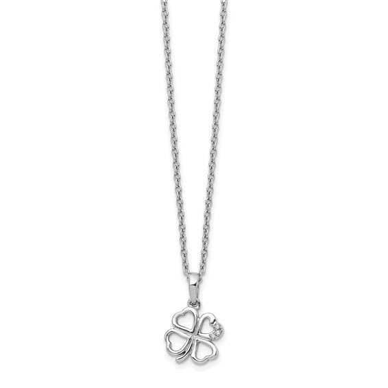 Sterling Silver & Diamond Clover Necklace