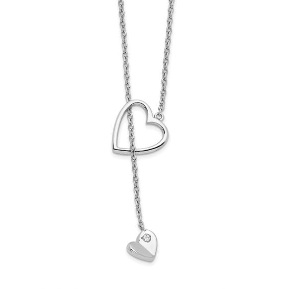 Sterling Silver & Diamond Heart-Ends necklace