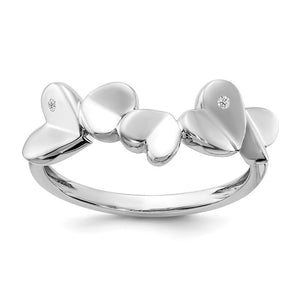 Sterling Silver & Diamond 5 Hearts Rings