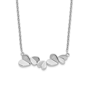 Sterling Silver & Diamond 5 Hearts Attached Pendant Necklace