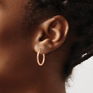 14kt Rose Gold Diamond-cut Polished Hoop Earrings