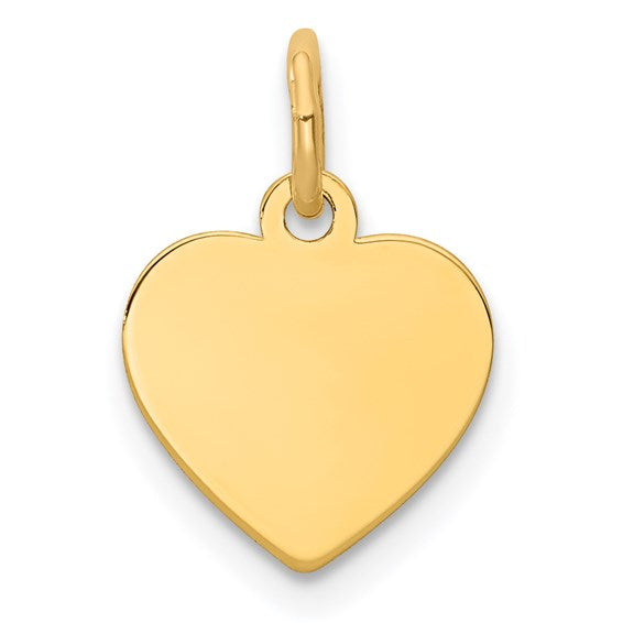 14kt Plain Gauge Engravable Heart Disc Charm