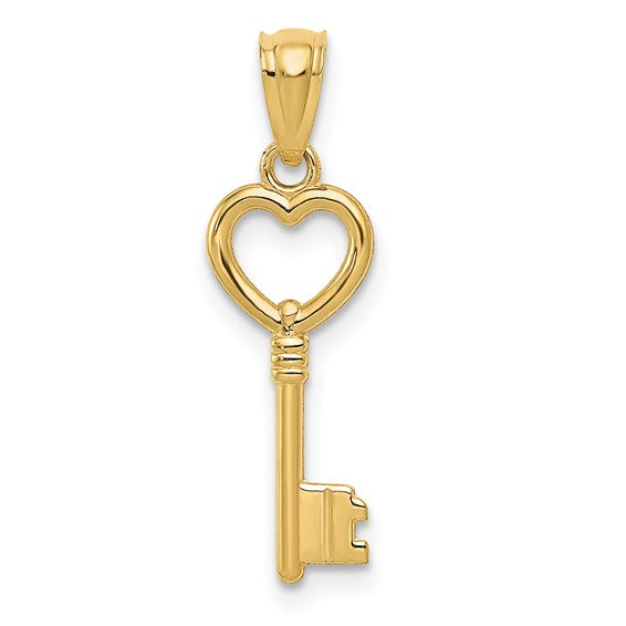 14kt Yellow Gold Heart Key Pendant