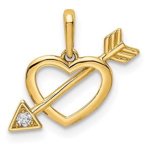 14kt Cubic Zirconia Heart with Arrow Pendant