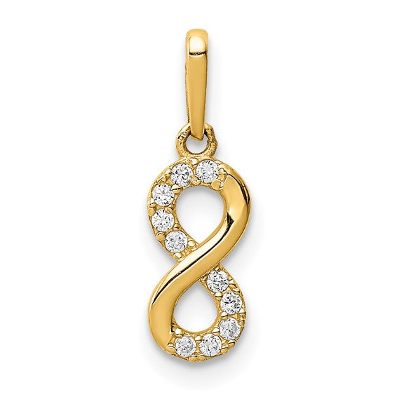 14kt Yellow Gold with Cubic Zirconia Infinity Symbol Pendant