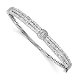 Sterling Silver Rhodium-plated CZ Bangle