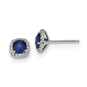 Sterling Silver Blue And White Sapphire Post Earrings