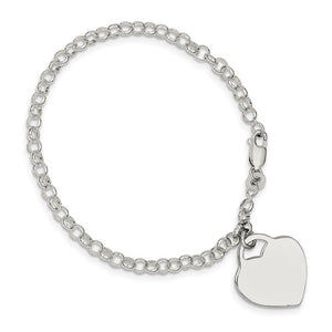 Sterling Silver Polished Heart Bracelet