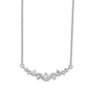 Sterling Silver Rhodium-plated CZ Bar Necklace