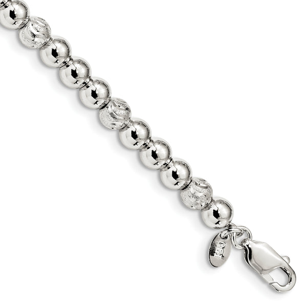 Sterling Silver Polished Beaded Bracelet