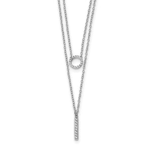 Sterling Silver Rhodium-plated CZ 2-Strand Necklace