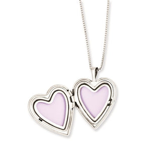 Sterling Silver Rhodium-plated Polished Swirl Design Matching Heart Locket Necklaces