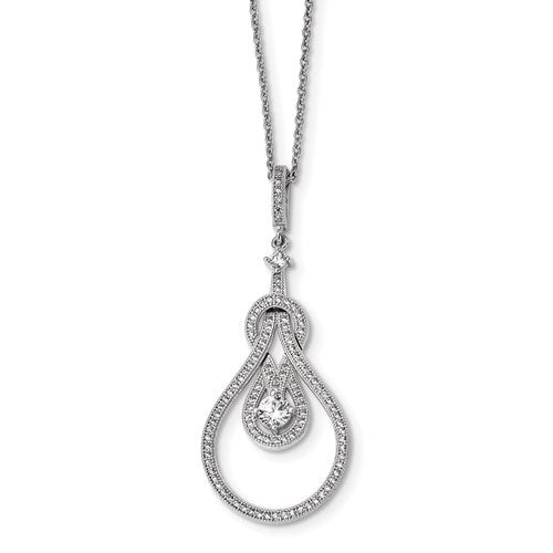 Sterling Silver Rhodium-Plated CZ Necklace