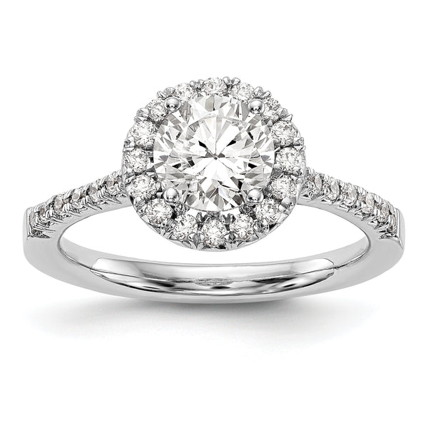 14kw Round Halo Engagement Diamond Semi-Mount Ring