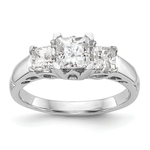 14K White Gold 3-Stone Diamond Semi-Mount Engagement Ring