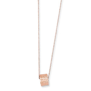 14K Rose Gold 8.5mm Diamond Cut Bead with 2in Ext Necklace