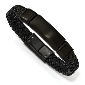 Black Braided Leather Bracelet