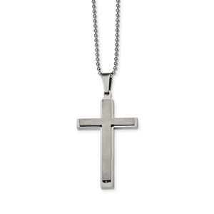 Stainless Steel Layered 22 Inch Cross Necklace