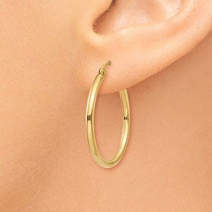 14K Polished 2mm Tube Hoop Earrings